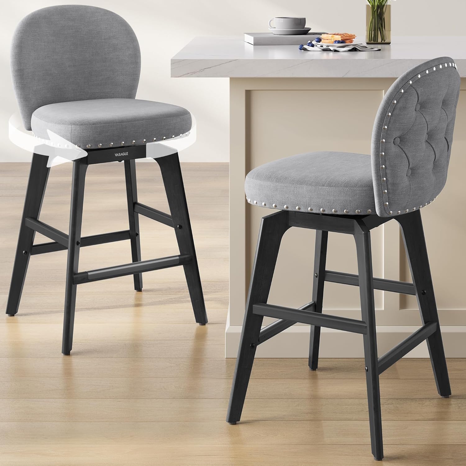 Swivel Counter Stools with Ergonomic Back