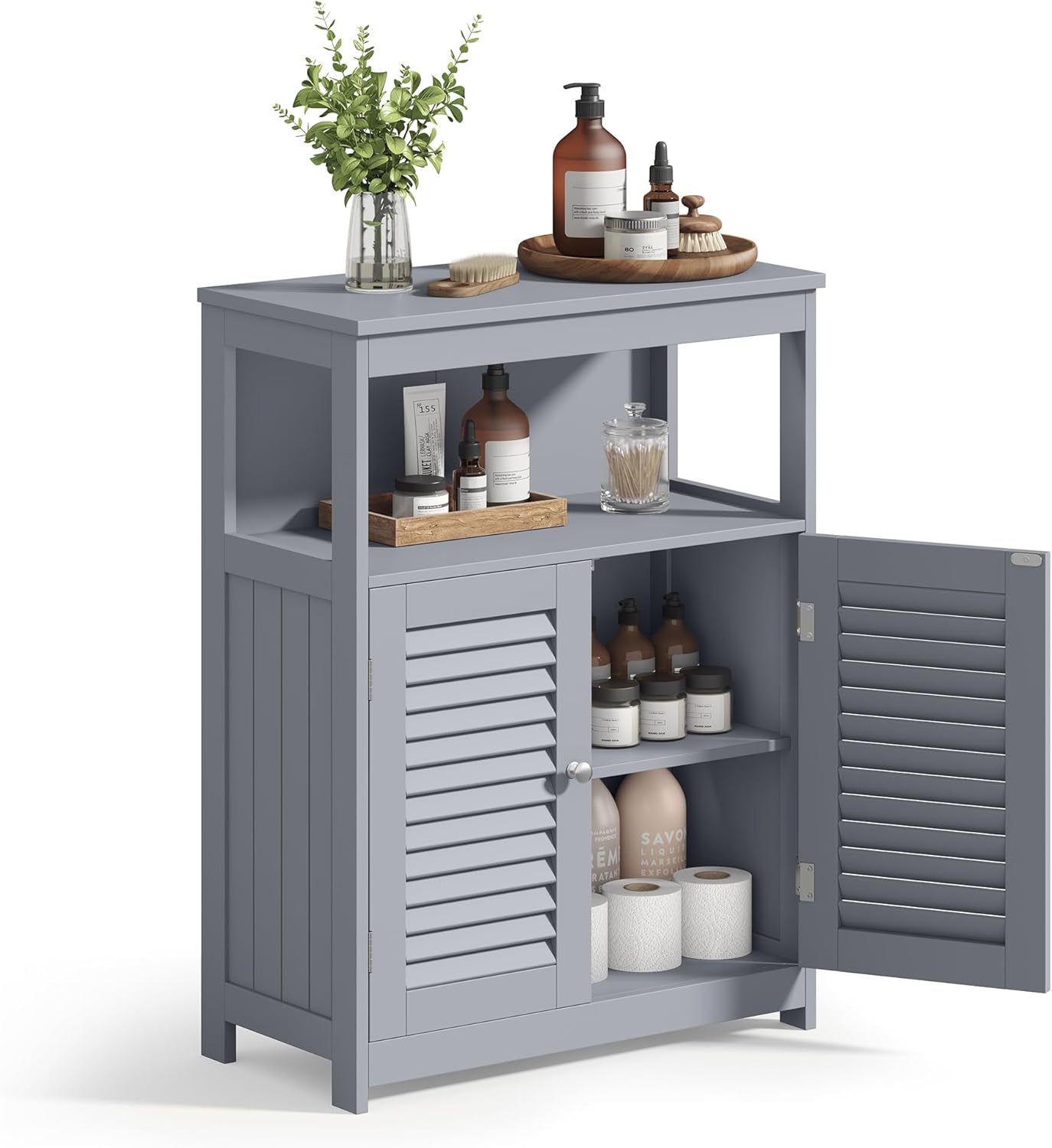 Dove Gray Shutter Door Cabinet