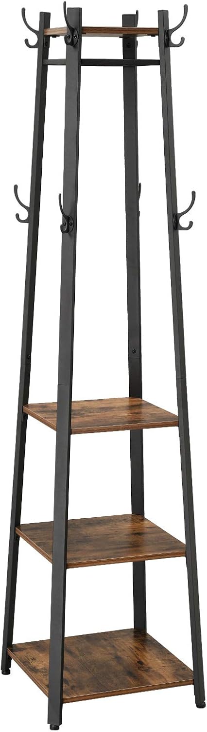 Industrial Style Coat Rack with Shelves