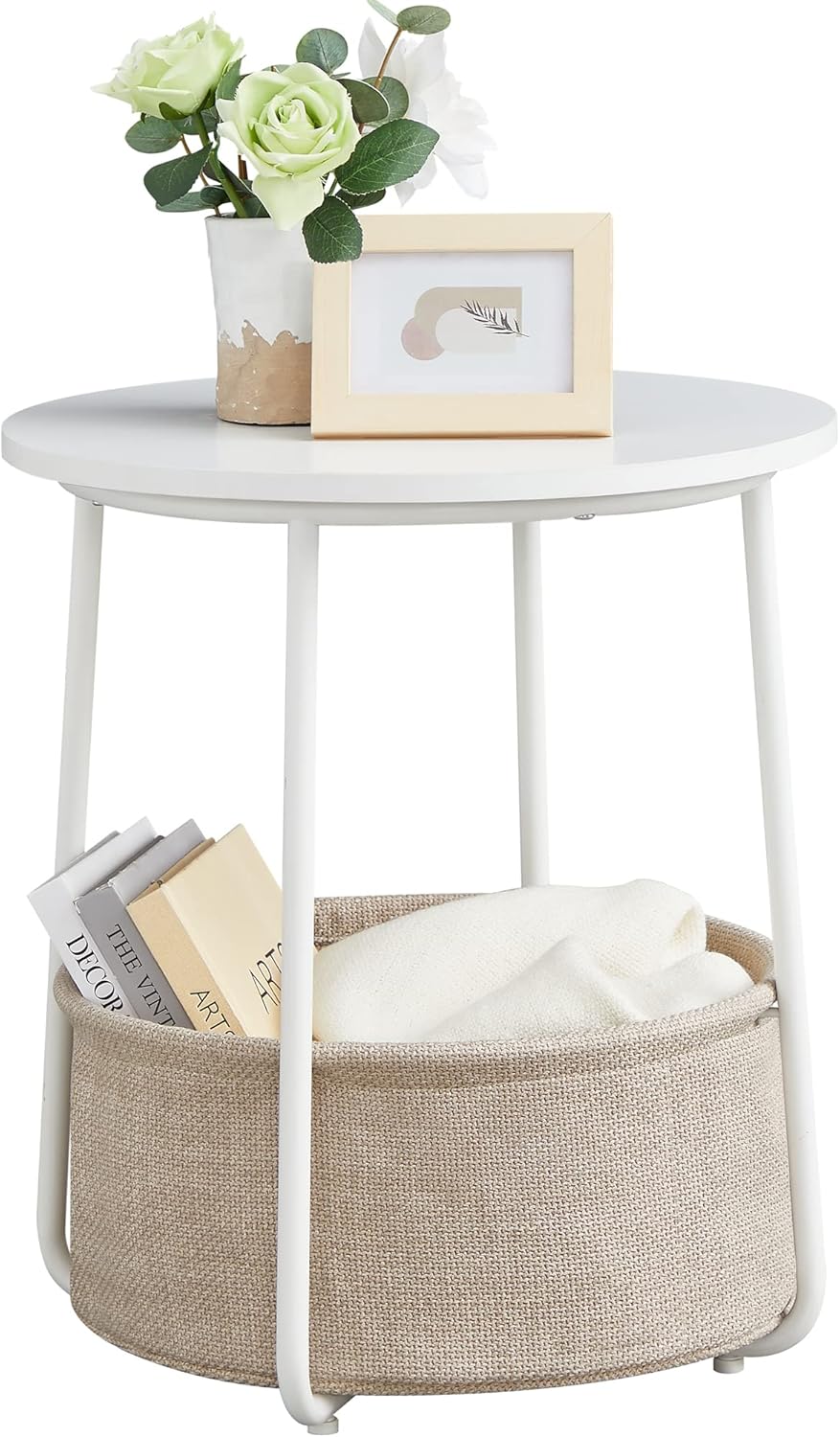 End Table with Fabric Basket