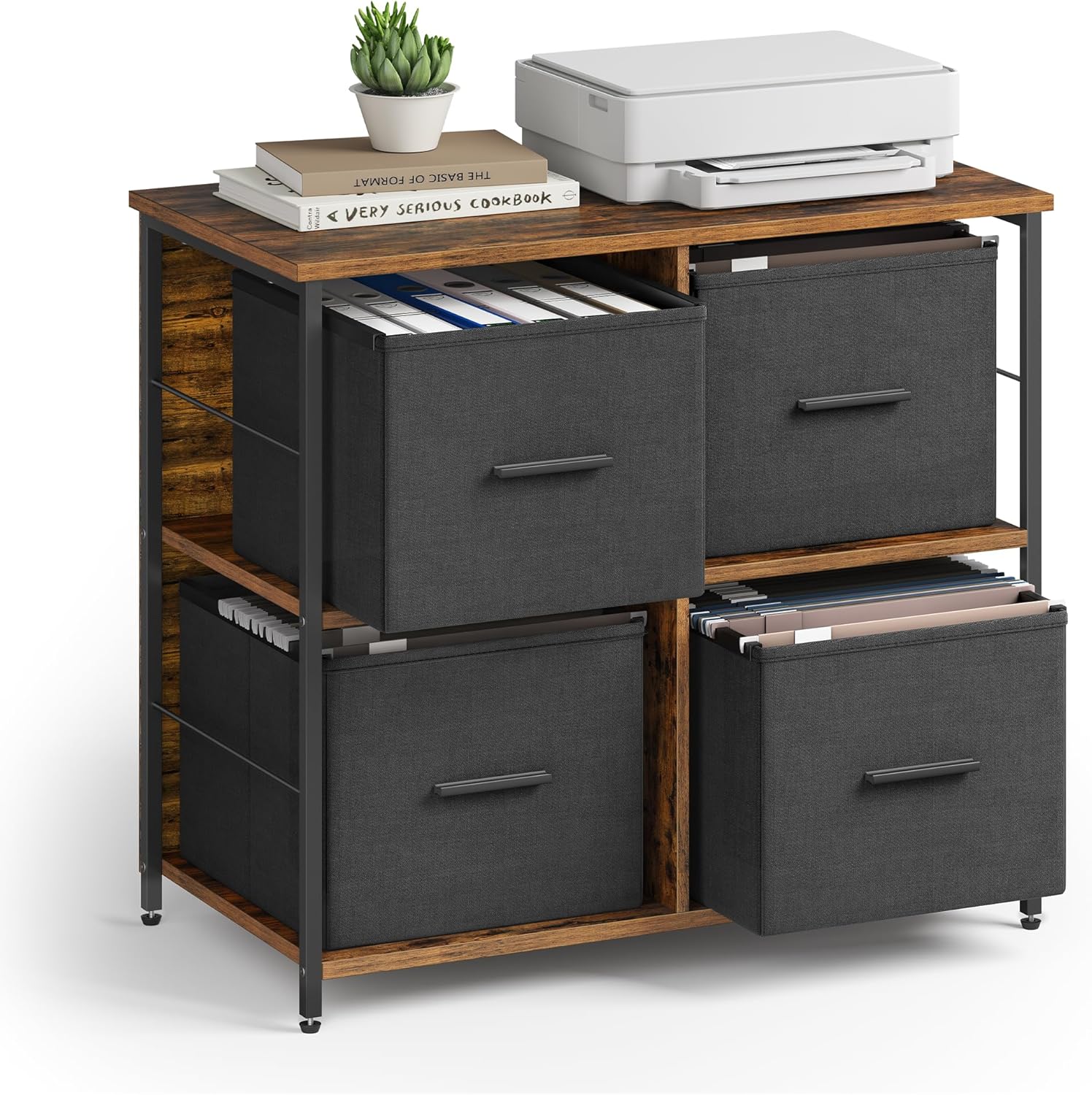 4-Drawer File Cabinet with Storage Shelf