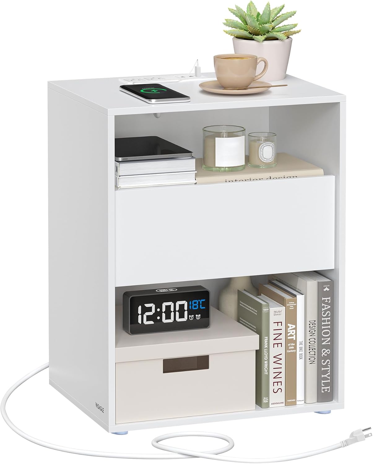 Minimalist Nightstand with Charging Station