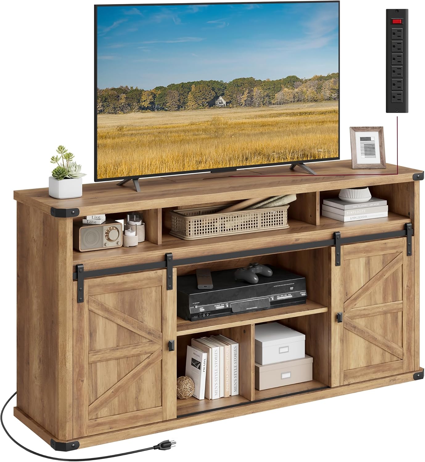 Farmhouse TV Stand with Barn Doors